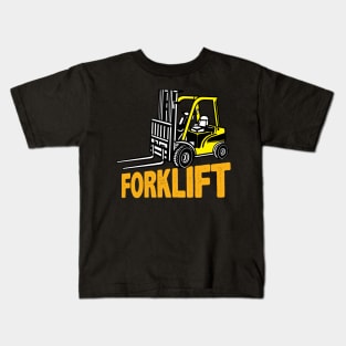 Forklift truck Yellow Kids T-Shirt